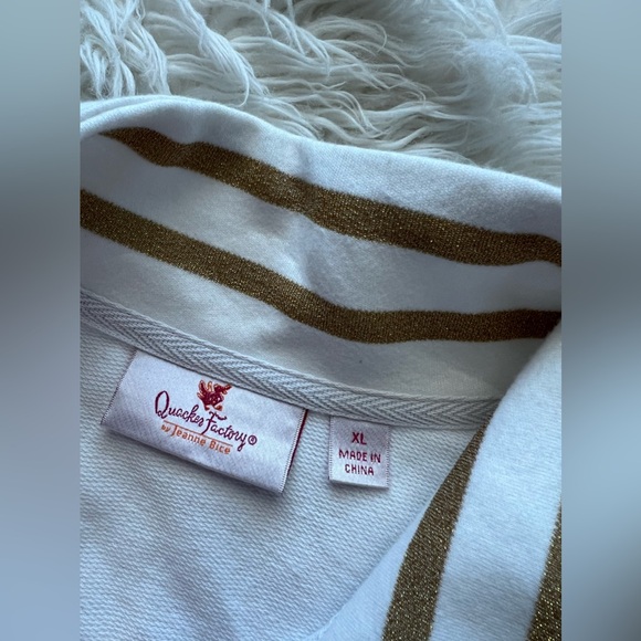 Quaker Factory Gold White Rhinestone Zip Up Jacket Light Weight Size XL - Picture 2 of 6